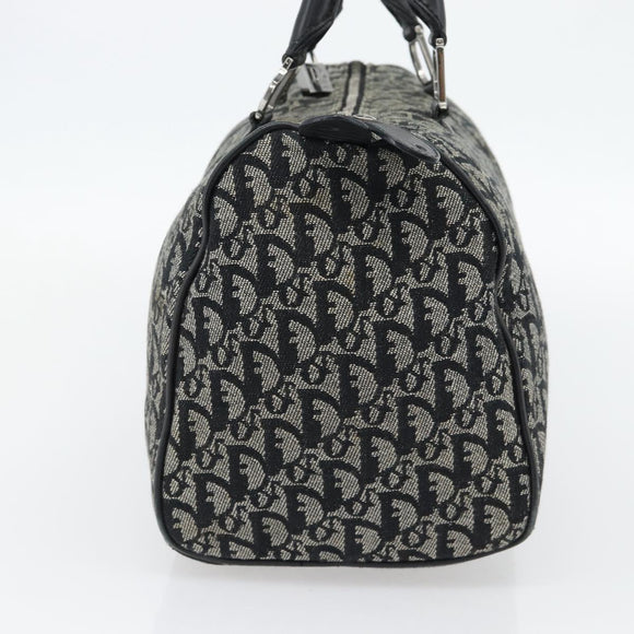 Christian Dior Trotter Canvas Mini Boston Tas Zwart Zilver Auth 152631