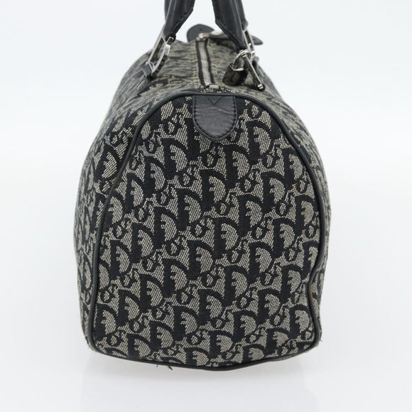 Christian Dior Trotter Canvas Mini Boston Tas Zwart Zilver Auth 152631