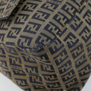 FENDI Zucchino Canvas Mamma Baguette Shoulder Bag Navy Silver Auth 152632-11