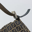 FENDI Zucchino Canvas Mamma Baguette Shoulder Bag Navy Silver Auth 152632-14