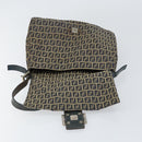 FENDI Zucchino Canvas Mamma Baguette Shoulder Bag Navy Silver Auth 152632-16