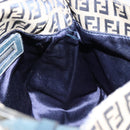 FENDI Zucchino Canvas Mamma Baguette Shoulder Bag Navy Silver Auth 152632-20