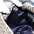 FENDI Zucchino Canvas Mamma Baguette Shoulder Bag Navy Silver Auth 152632-21