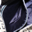 FENDI Zucchino Canvas Mamma Baguette Shoulder Bag Navy Silver Auth 152632-23
