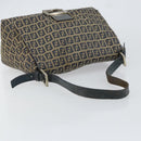 FENDI Zucchino Canvas Mamma Baguette Shoulder Bag Navy Silver Auth 152632-7