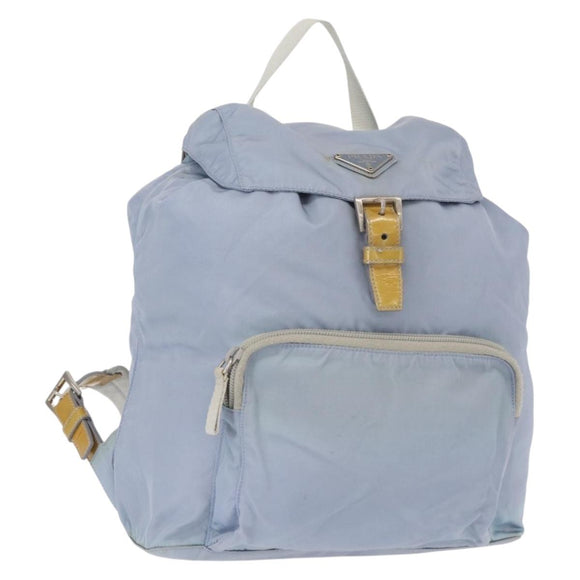 PRADA Backpack Nylon Light Blue Silver Auth 152634