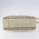 PRADA Hand Bag Nylon Leather 2way Beige Silver Auth 152635-5