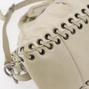 PRADA Hand Bag Nylon Leather 2way Beige Silver Auth 152635-15