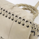 PRADA Hand Bag Nylon Leather 2way Beige Silver Auth 152635-16