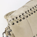 PRADA Hand Bag Nylon Leather 2way Beige Silver Auth 152635-17