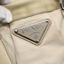 PRADA Hand Bag Nylon Leather 2way Beige Silver Auth 152635-19