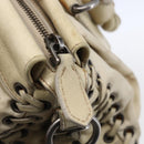 PRADA Hand Bag Nylon Leather 2way Beige Silver Auth 152635-11