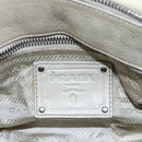 PRADA Hand Bag Nylon Leather 2way Beige Silver Auth 152635-20