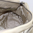 PRADA Hand Bag Nylon Leather 2way Beige Silver Auth 152635-22