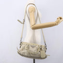 PRADA Hand Bag Nylon Leather 2way Beige Silver Auth 152635-25