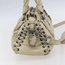 PRADA Hand Bag Nylon Leather 2way Beige Silver Auth 152635-3