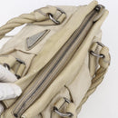 PRADA Hand Bag Nylon Leather 2way Beige Silver Auth 152635-6