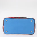 PRADA Canapa PM Hand Bag Canvas 2way Blue Silver Auth 152636-6