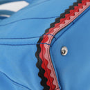 PRADA Canapa PM Hand Bag Canvas 2way Blue Silver Auth 152636-17