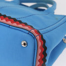 PRADA Canapa PM Hand Bag Canvas 2way Blue Silver Auth 152636-18