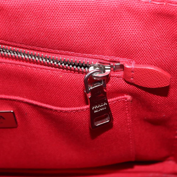 PRADA Canapa PM Hand Bag Canvas 2way Blue Silver Auth 152636