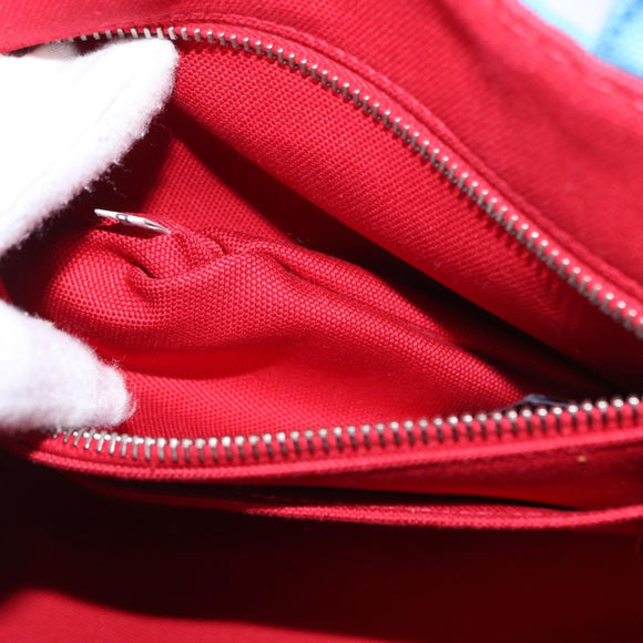 PRADA Canapa PM Hand Bag Canvas 2way Blue Silver Auth 152636