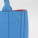 PRADA Canapa PM Hand Bag Canvas 2way Blue Silver Auth 152636-3