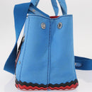 PRADA Canapa PM Hand Bag Canvas 2way Blue Silver Auth 152636-4