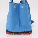 PRADA Canapa PM Hand Bag Canvas 2way Blue Silver Auth 152636-5