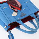 PRADA Canapa PM Hand Bag Canvas 2way Blue Silver Auth 152636-7