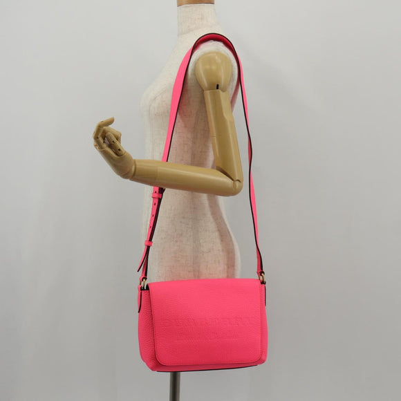 BURBERRY Shoulder Bag Leather Pink Gold Auth 152637A