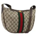 GUCCI GG Supreme Web Sherry Line Bag PVC Beige Gold Red 010 378 Auth 152639-1