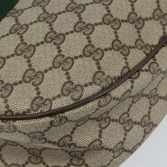 GUCCI GG Supreme Web Sherry Line Bag PVC Beige Gold Red 010 378 Auth 152639