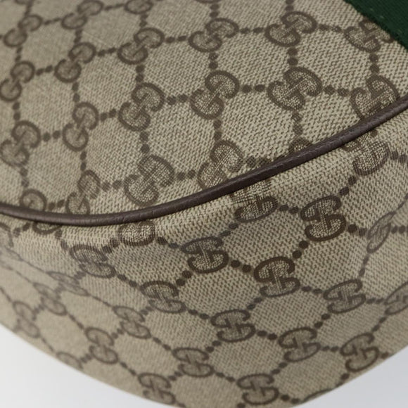 GUCCI GG Supreme Web Sherry Line Bag PVC Beige Gold Red 010 378 Auth 152639