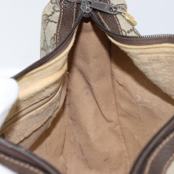 GUCCI GG Supreme Web Sherry Line Bag PVC Beige Gold Red 010 378 Auth 152639