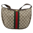 GUCCI GG Supreme Web Sherry Line Bag PVC Beige Gold Red 010 378 Auth 152639-13