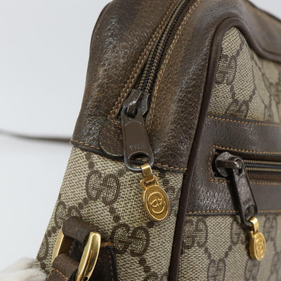 GUCCI GG Supreme Web Sherry Line Bag PVC Beige Gold Red 14 02 005 Auth 152641