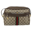 GUCCI GG Supreme Web Sherry Line Bag PVC Beige Gold Red 14 02 005 Auth 152641-13