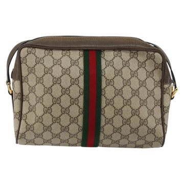 GUCCI GG Supreme Web Sherry Line Bag PVC Beige Gold Red 14 02 005 Auth 152641 - 0