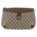 GUCCI GG Supreme Web Sherry Line Bag PVC Beige Gold Red 904 02 026 Auth 152644-13