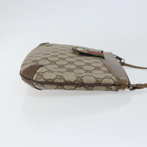 GUCCI GG Supreme Web Sherry Line Bag PVC Beige Gold Red 904 02 026 Auth 152644