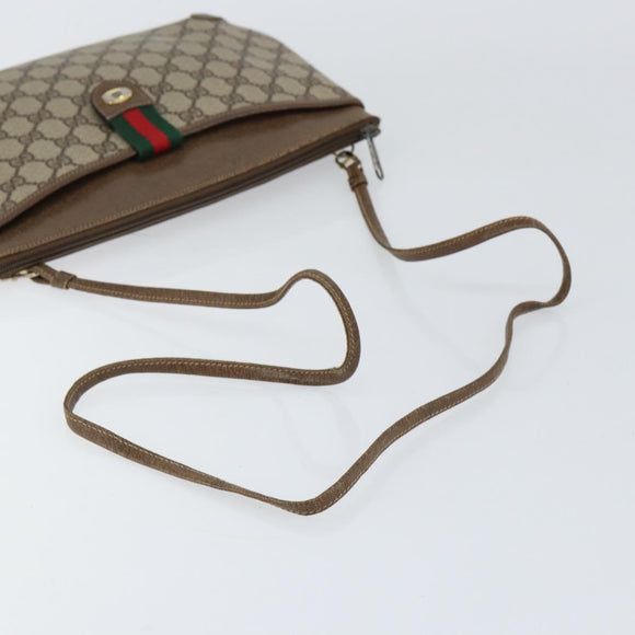 GUCCI GG Supreme Web Sherry Line Bag PVC Beige Gold Red 904 02 026 Auth 152644