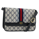 GUCCI GG Supreme Sherry Line Shoulder Bag PVC Navy Gold Red Auth 152645-1