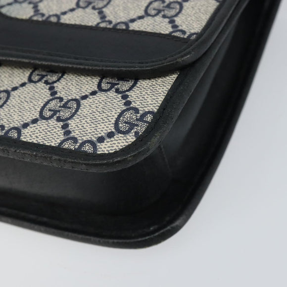 GUCCI GG Supreme Sherry Line Shoulder Bag PVC Navy Gold Red Auth 152645