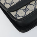 GUCCI GG Supreme Sherry Line Shoulder Bag PVC Navy Gold Red Auth 152645-14