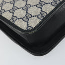 GUCCI GG Supreme Sherry Line Shoulder Bag PVC Navy Gold Red Auth 152645-16