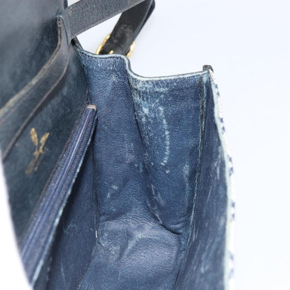 GUCCI GG Supreme Sherry Line Shoulder Bag PVC Navy Gold Red Auth 152645