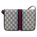 GUCCI GG Supreme Sherry Line Shoulder Bag PVC Navy Gold Red Auth 152645-2