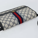 GUCCI GG Supreme Sherry Line Shoulder Bag PVC Navy Gold Red Auth 152645-6