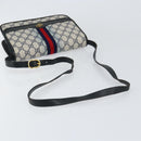 GUCCI GG Supreme Sherry Line Shoulder Bag PVC Navy Gold Red Auth 152645-7